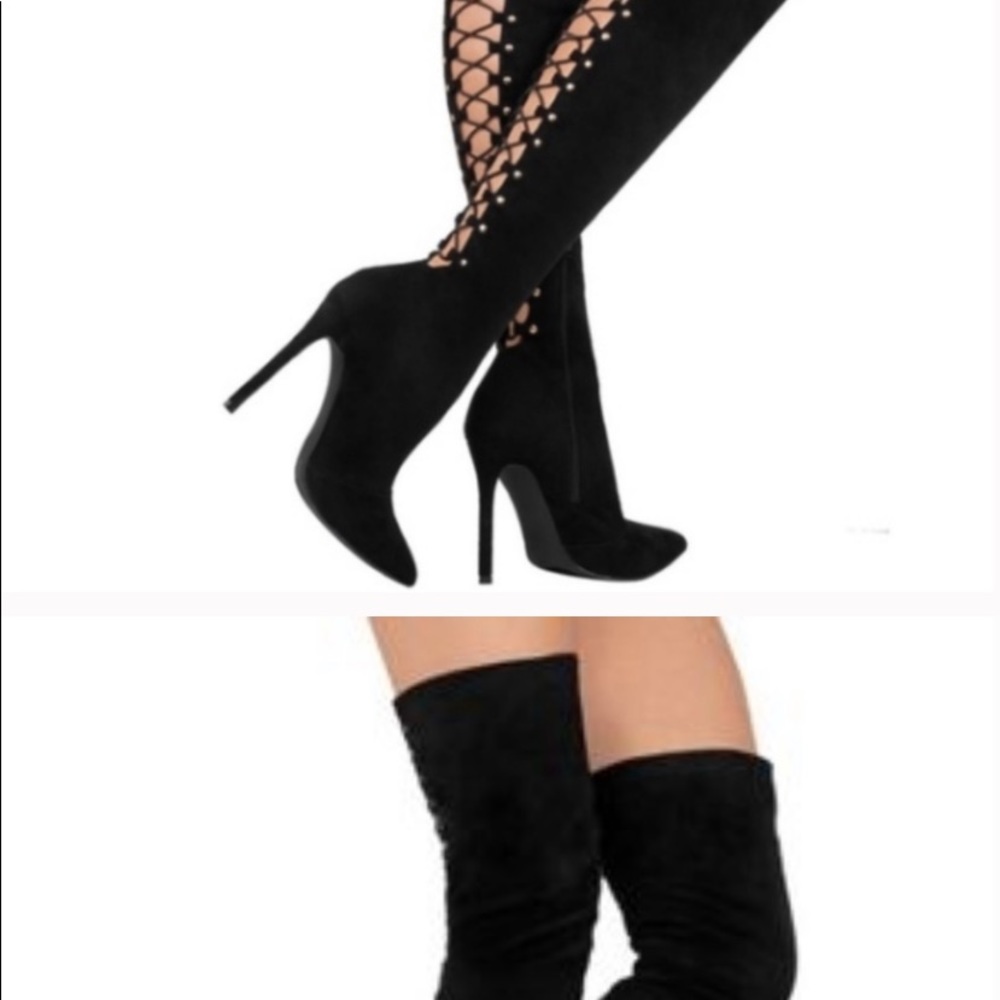 ❗️last one! Thigh High Lace Up Boots!!! Black ❤️❤️ - Picture 2 of 8